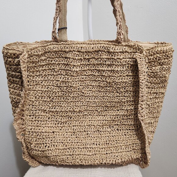 Straw bag lined bag - Picture 3 of 6